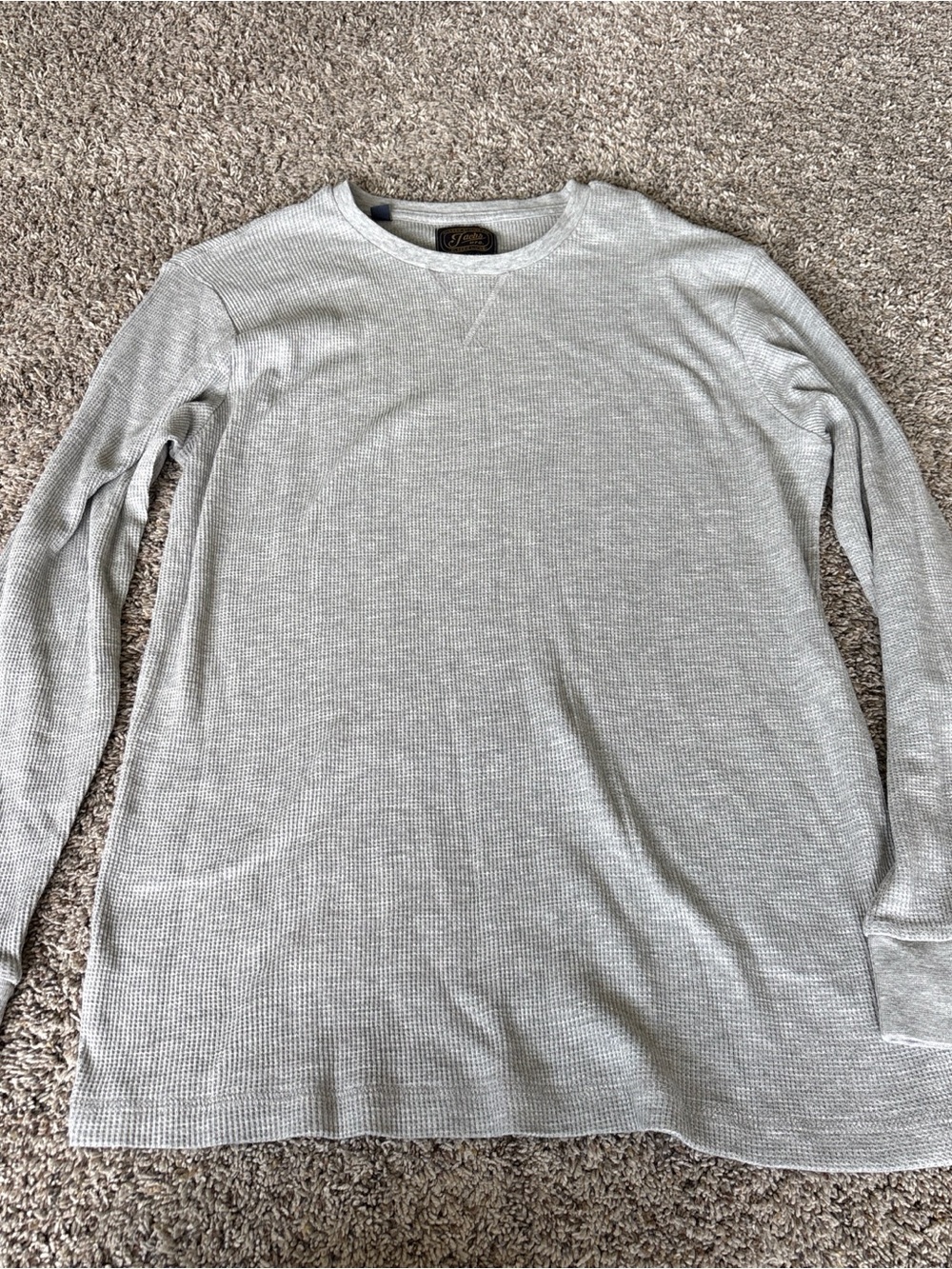 Jachs Men’s Light Gray Waffle Thermal Long Sleeve Shirt